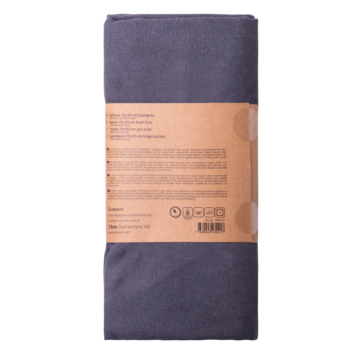 Grembiule in cotone grigio acciaio 70 x 85 cm – Basic Ambiente