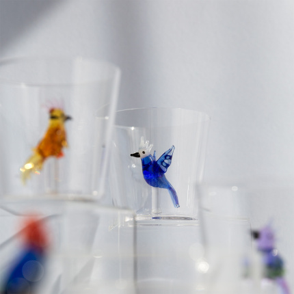 Bicchiere con uccello tropicale blu | Ichendorf