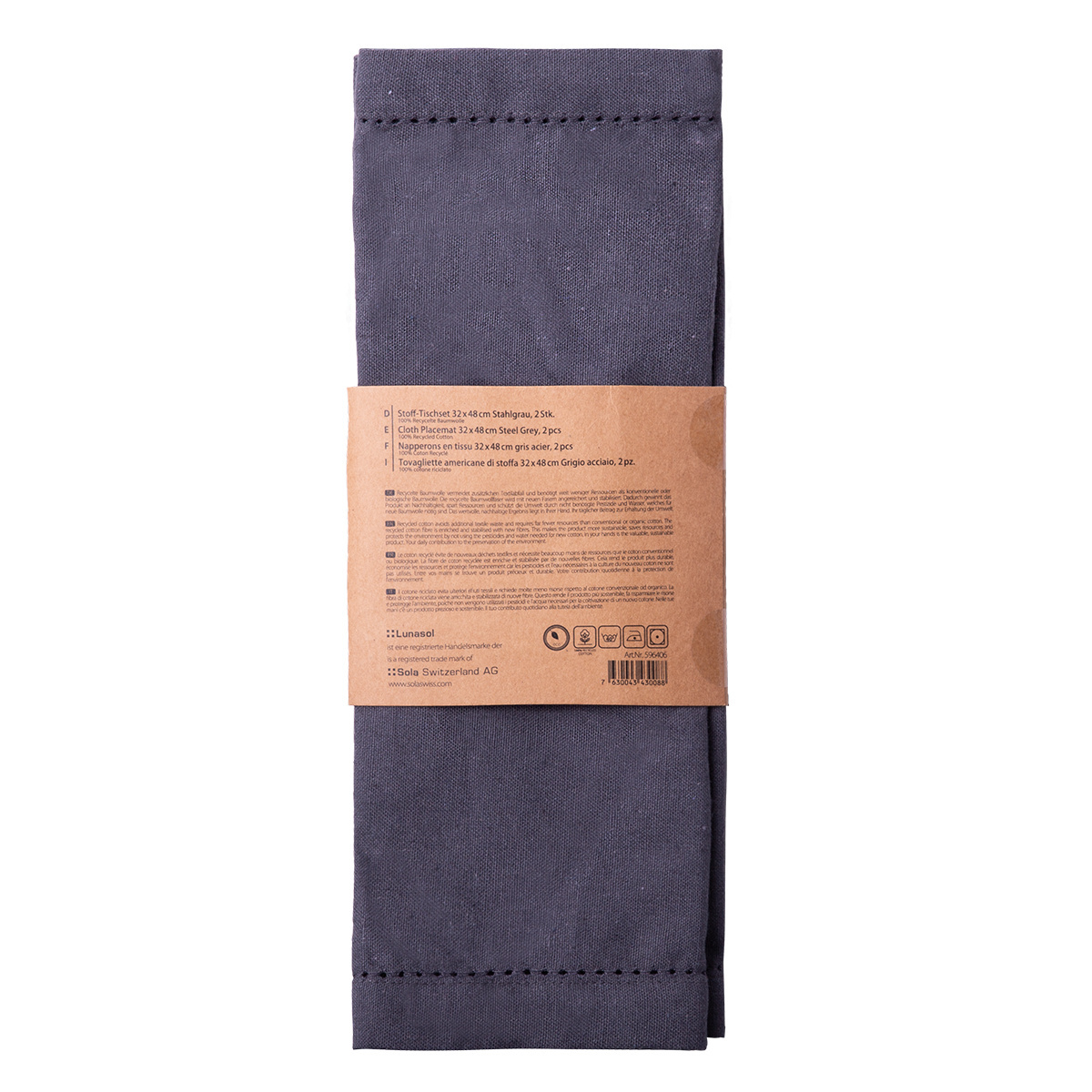 Tovaglietta in cotone grigio acciaio 32 x 48 cm 2 pz – Basic Ambiente