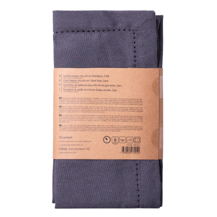 Tovaglioli in cotone grigio acciaio 45 x 45 cm 2 pz – Basic Ambiente