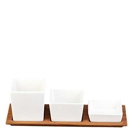 Set di ciotole da portata su vassoio in bambù (4 pz) - Basic