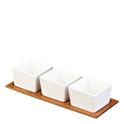 Set di ciotole su vassoio in bambù (4 pz) - Basic