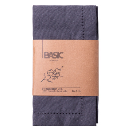 Tovaglioli in cotone grigio acciaio 45 x 45 cm 2 pz – Basic Ambiente