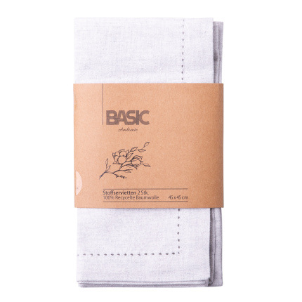 Tovaglioli in cotone grigio 45 x 45 cm 2 pz – Basic Ambiente