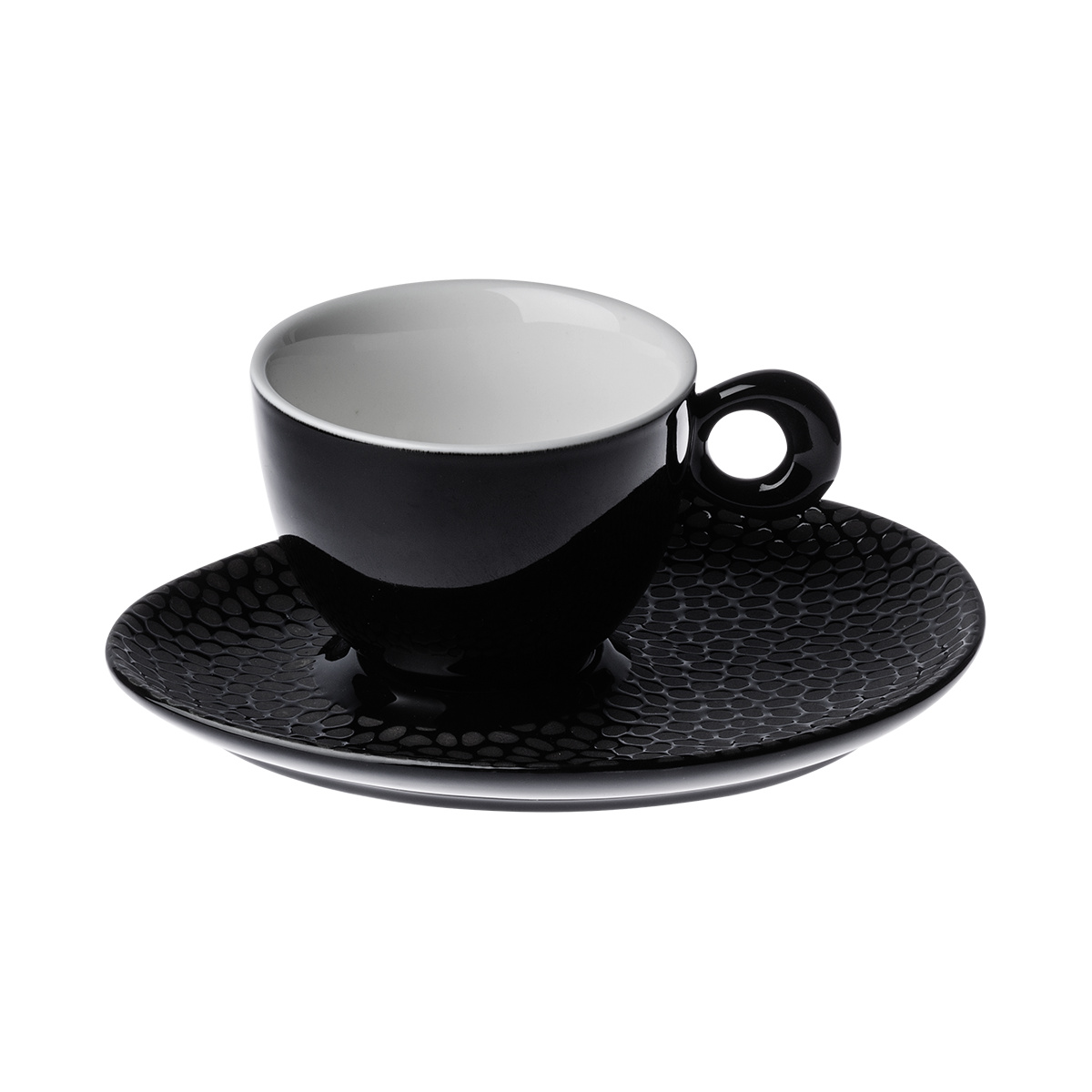 Piattino da caffè strutturato nero-grigio – Flow