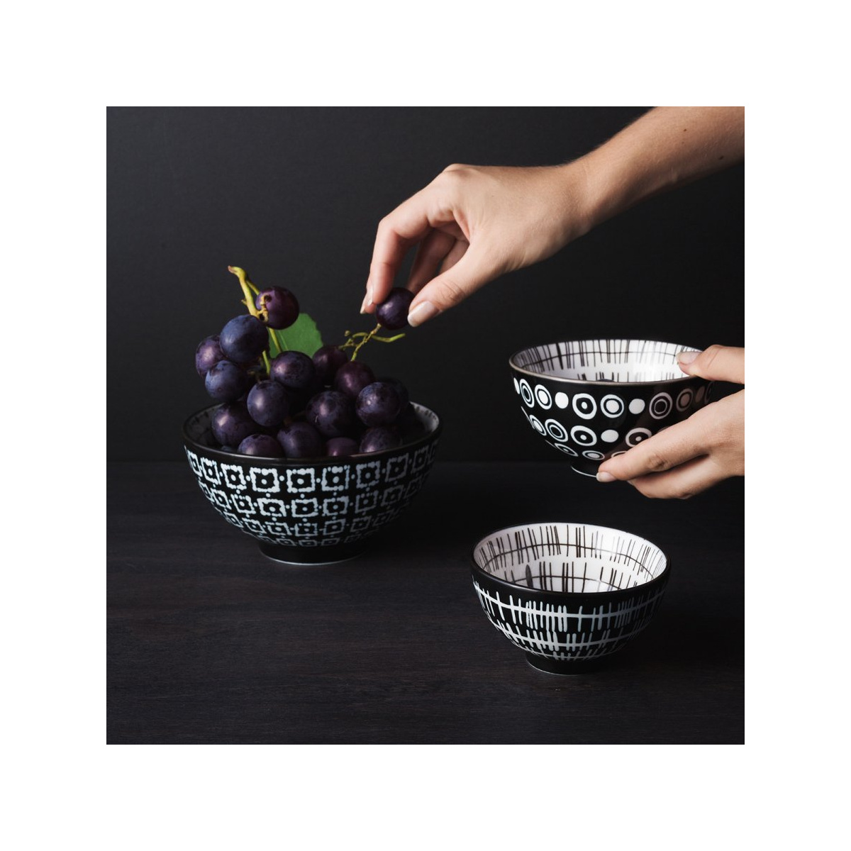 Set ciotole per cereali 3 pz - Basic Dots Black