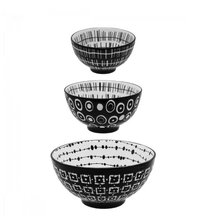 Set ciotole per cereali 3 pz - Basic Dots Black