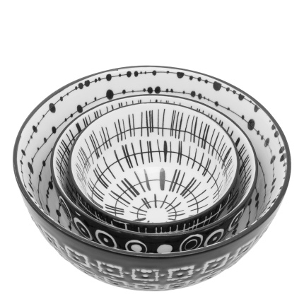 Set ciotole per cereali 3 pz - Basic Dots Black
