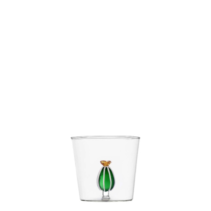 Bicchiere con cactus e fiore ambrato 350 ml