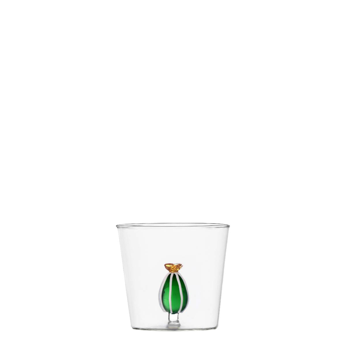 Bicchiere con cactus e fiore ambrato 350 ml