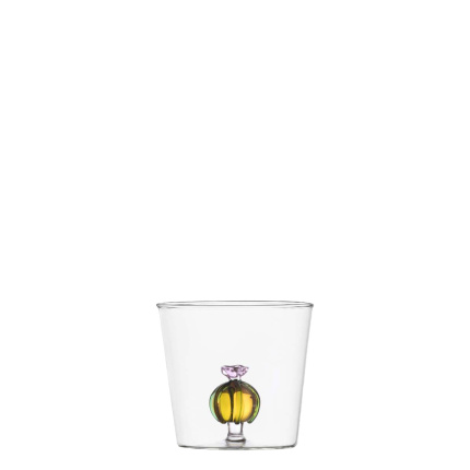 Bicchiere con cactus con fiore rosa 350 ml