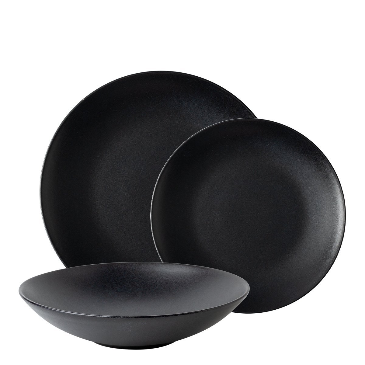 Set di piatti 12 pezzi - BASIC Lunasol nero opaco
